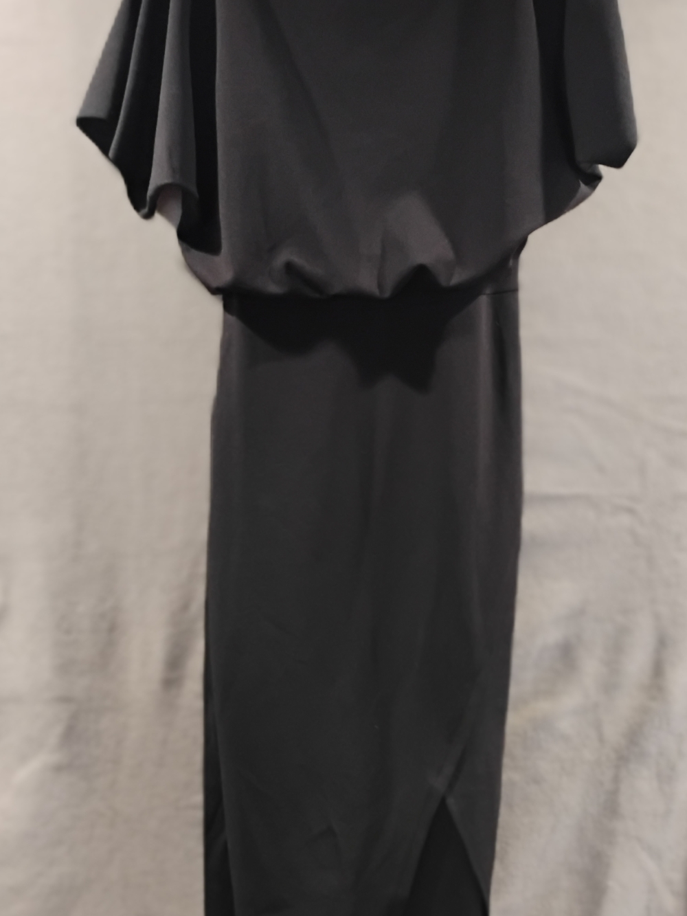 Kensie Black Midi Dress with Draped Flutter Top